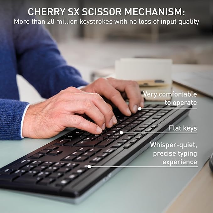 Cherry Stream Desktop Comfort Wireless Keyboard and Mouse Combo | 2.4 GHz Connection, Whisper-Quiet Keys, Ergonomic Right-Handed Mouse, Battery-Powered, Black - Image 2