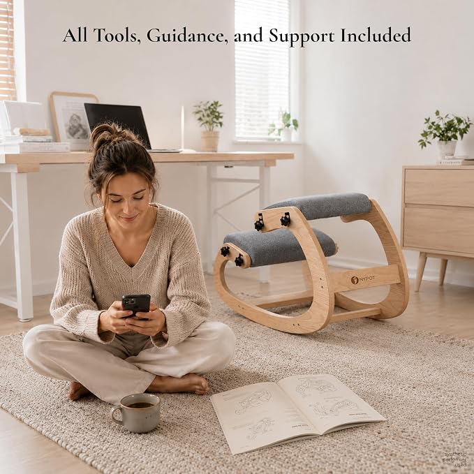 Ergonomic Kneeling Chair with Adjustable Seats - Knee Chair for Posture Correction & Kneel Rocking Stool for Desk - Back Pain Relief for Home and Office, Supports 250 pounds - 5 Years Warranty - Image 10