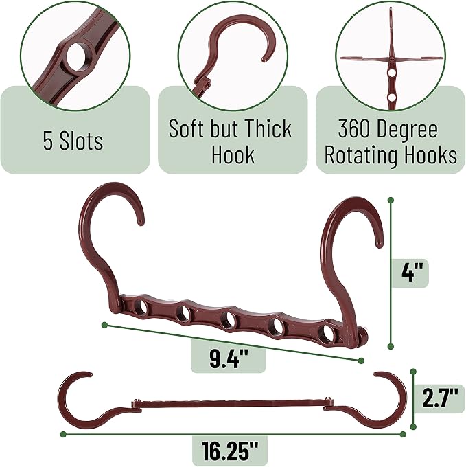 Mr. Pen- Space Saving Hangers for Clothes, 12 pcs, Mahogany Color, Plastic Multi Clothes Hangers Space Saving, 5 Slots, 360° Rotating Hooks - Image 3