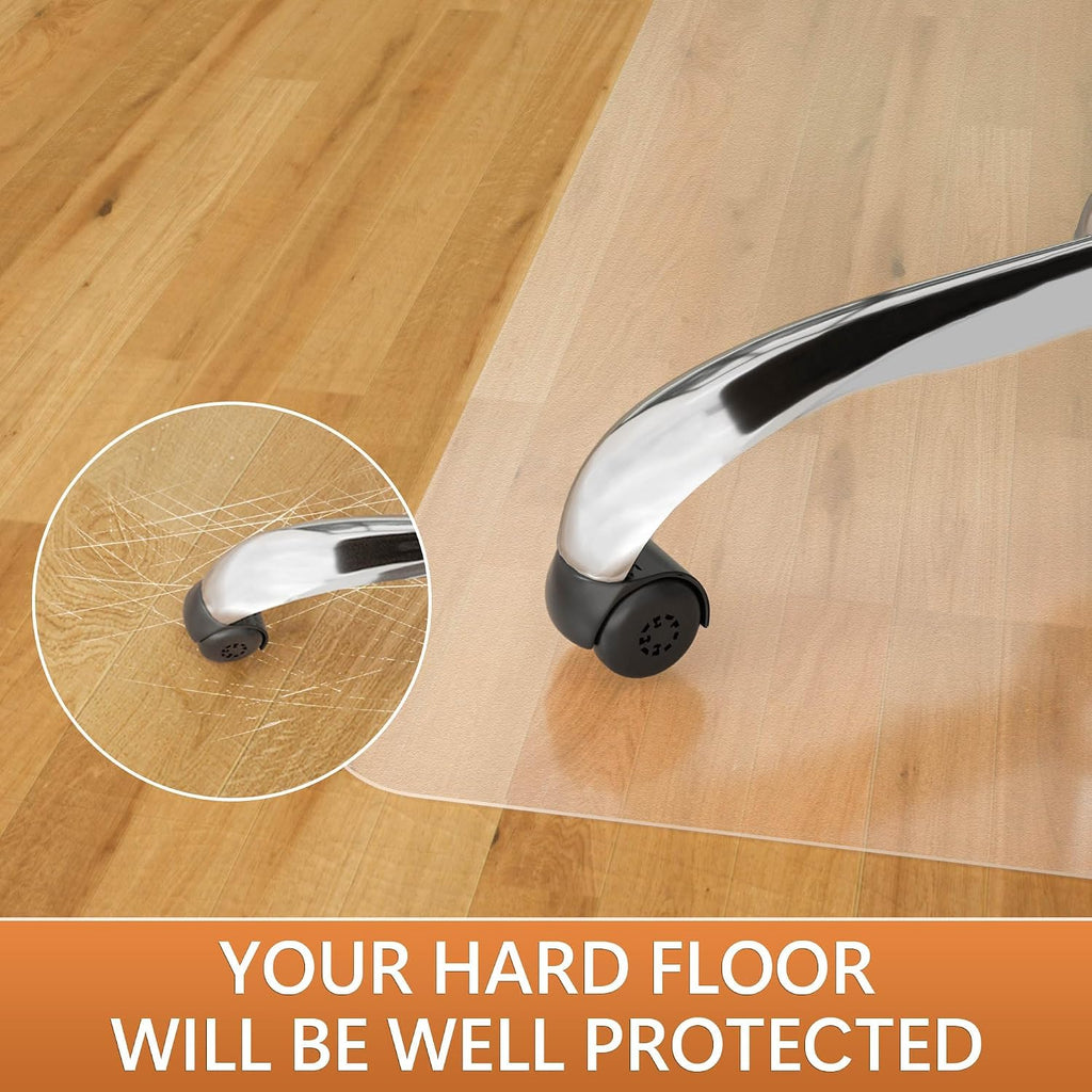 Office Chair Mat, 45" x 53" Vinyl Desk Chair Mat Clear Floor Protector Mat for Hardwood Floor/Rolling Chair Office & Home, Easy Glide and Flat Without Curling - Image 2