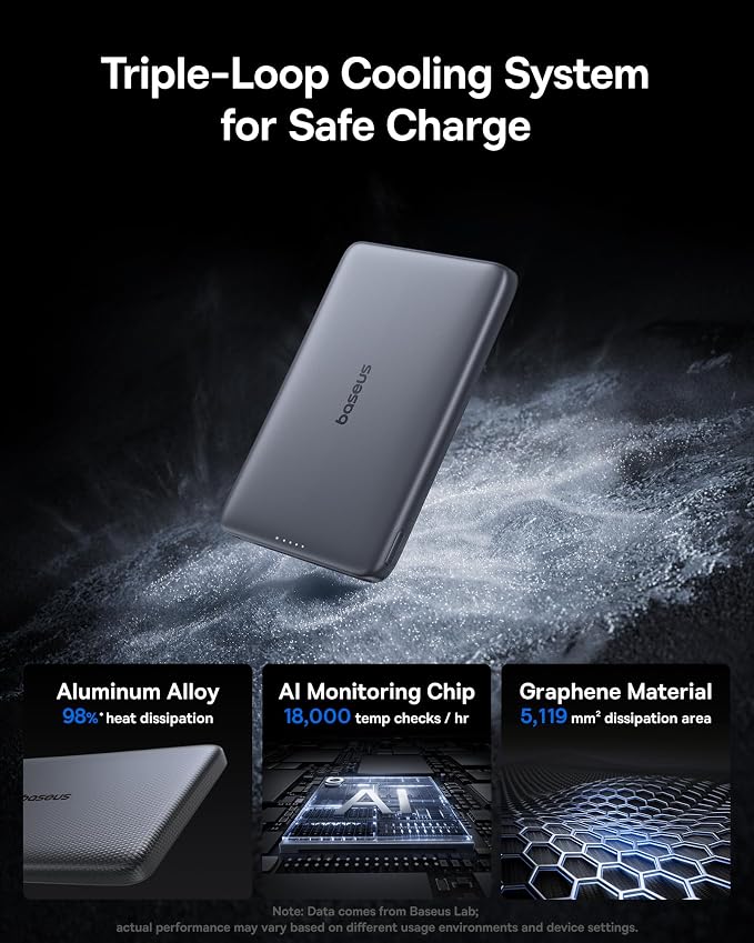 Baseus Picogo Magsafe Portable Charger, Qi2 15W 0.5" Ultra Slim 10000mAh Wireless Power Bank, 27W Fast Charging Magnetic Battery Pack with USB-C for iPhone 17 Pro Max/17 Pro/Air/16/15/14/13/12 | 10000mAh Wireless Power Bank, 27W Fast Charging Magnetic ... - Image 4