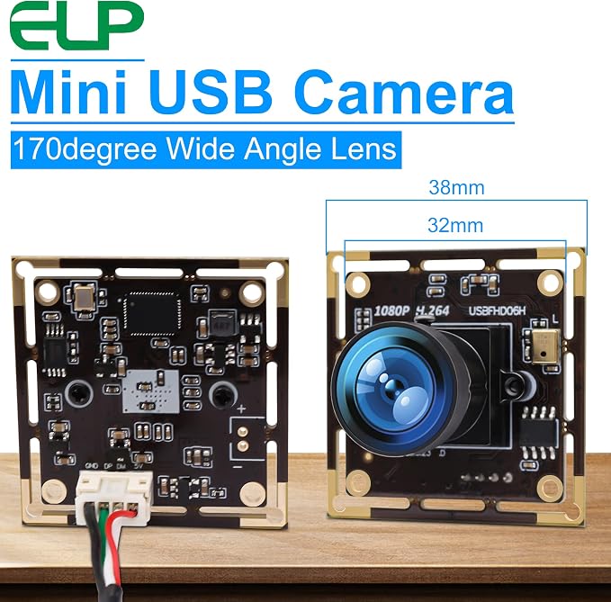 ELP Sony IMX323 Sensor Mini Wide Angle USB Camera Module with Microphone 170degree Fisheye Lens HD 1080P 0.01Lux Low Light Video Audio PC Camera UVC H.264 USB2.0 Embedded Webcam Board for Computer - Image 8