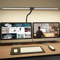 ShineTech LED Desk Lamp for Home Office, 3000K Warm White Double Head Architect Task Lamps with Clamp, Dimmable Adjustable Flexible, Black by ShineTech