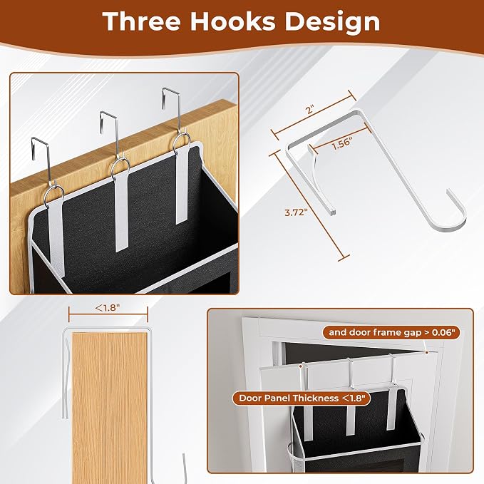 5 Tier Over the Door Organizer Space-Saving Storage for Any Room | Black Hanging Closet Organizer with 10 Mesh Pockets and Clear Windows, Closet Organizers and Storage for Bathroom, Bedroom - Image 4