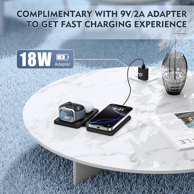 Wireless Charger iPhone - 3 in 1 Charging Station for Apple Devices for iPhone 17 16 15 14 13 12 Pro Max Plus - Foldable Magnetic Charging Pad for Apple Watch Series & Airpods Series - Image 5