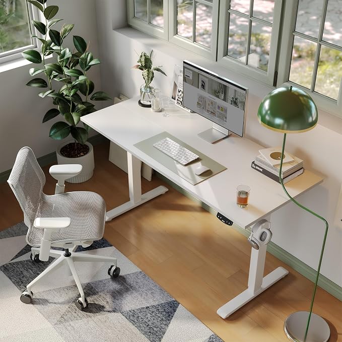 Agilestic 40 * 24 Inch Height Adjustable Electric Standing Desk, White | Sit Stand Up Computer Desk, Memory Presets, Stable Steel Frame,154 lbs, Easy Assembly, Splice Board, Home Office, Studying - Image 4