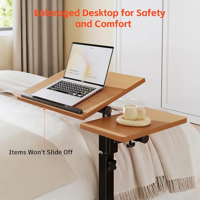 Furist Mobile Adjustable Height Laptop Stand PC Computer Portable Notebook Swivel Laptop Desk Rolling Table Desk Cart Tiltable with Wheels Casters& Mouse Pad Table - Image 5