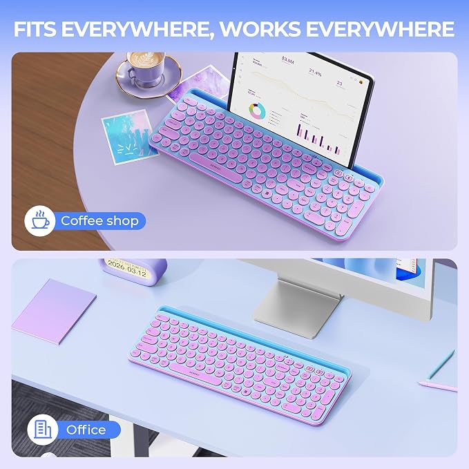 seenda CU-301 Bluetooth Keyboard for iPad,Blue&Purple | Bluetooth+2.4G combo with tablet holder, full-size keys and quiet clicks for iPad, iPhone, Mac, Windows and Android. - Image 8