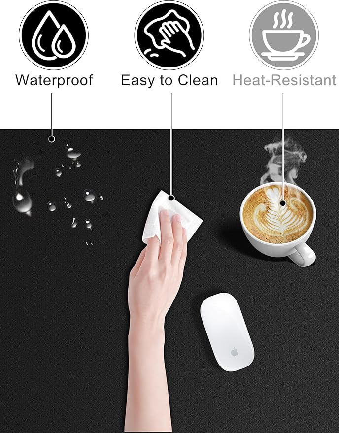 TopMade Mouse Pad with 15W Fast Wireless Charging, 31.5"x15.75" XXL Large Gaming Waterproof Desk Pad with Ultra-Smooth Surface, Non-Slip Base, Computer Desk Mat for MacBook, PC, Laptop, Black - Image 7