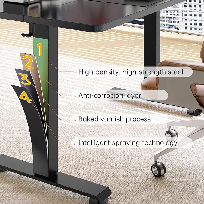 Veken 39.4 Inch Large Electric Standing Desk, Gaming Table, Black | Height Adjustable Sit Stand Up Computer Tables for Home Office, Study , Writing, Suit students, employees and group work - Image 7