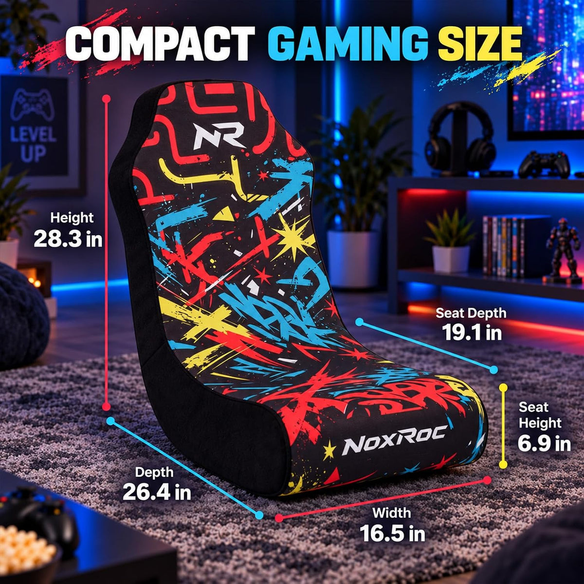 Foldable Floor Gaming Chair without RGB Led Lights for Teens Adults - Image 3