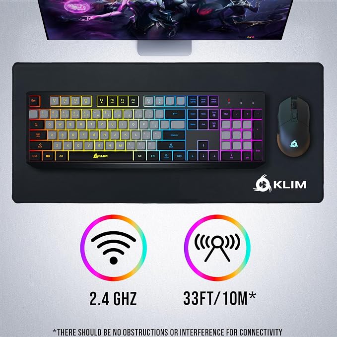 KLIM Chroma Wireless Keyboard – RGB Backlit Gaming, Rechargeable Battery, PC Keyboard, Durable & Water-Resistant, Compatible with PS4, PS5 & Mac - Black - Image 6