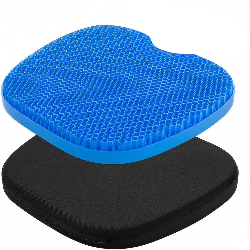 Gel Seat Cushion for Long Sitting, Double Thick Office Desk Home Wheelchair Seat Cushions, Gel Cooling Game Chair Pads for Car Truck Driver by Xiaolingou