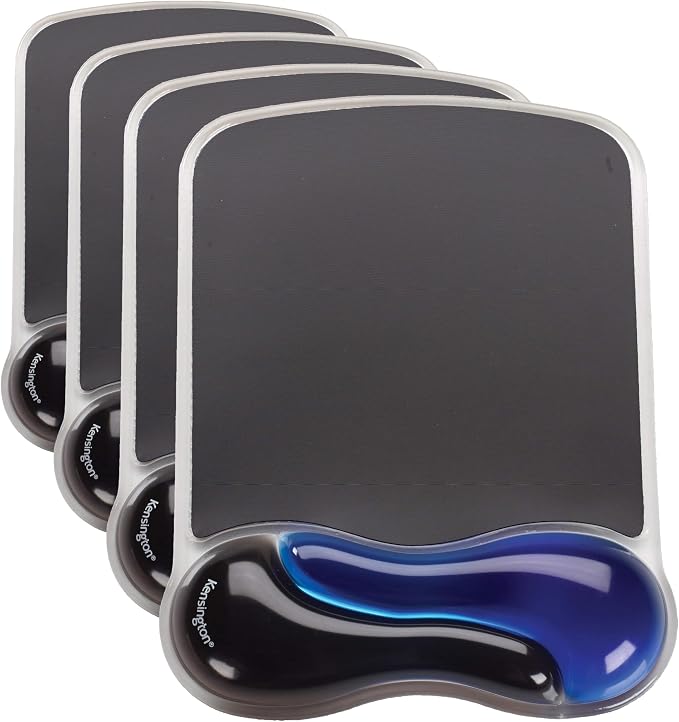 Kensington Duo Gel Mouse Pad with Wrist Rest,Ergonomic Wrist Support for Pain Relief,Comfortable Non-Skid Gel Pad for Computer,Laptop,Office & Home 9.6" x 7.6",Blue K62401AM,(Pack of 4) by Unknown