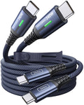 INIU 240W USB C to USB C Cable, [6.6ft+6.6ft] Fast Charging Type C, Blue | Nylon Braided, Fast Charging, LED Indicator, USB-C Data Transfer, for iPhone 17 16 Pro, MacBook Pro, iPad, Samsung S26 etc by INIU
