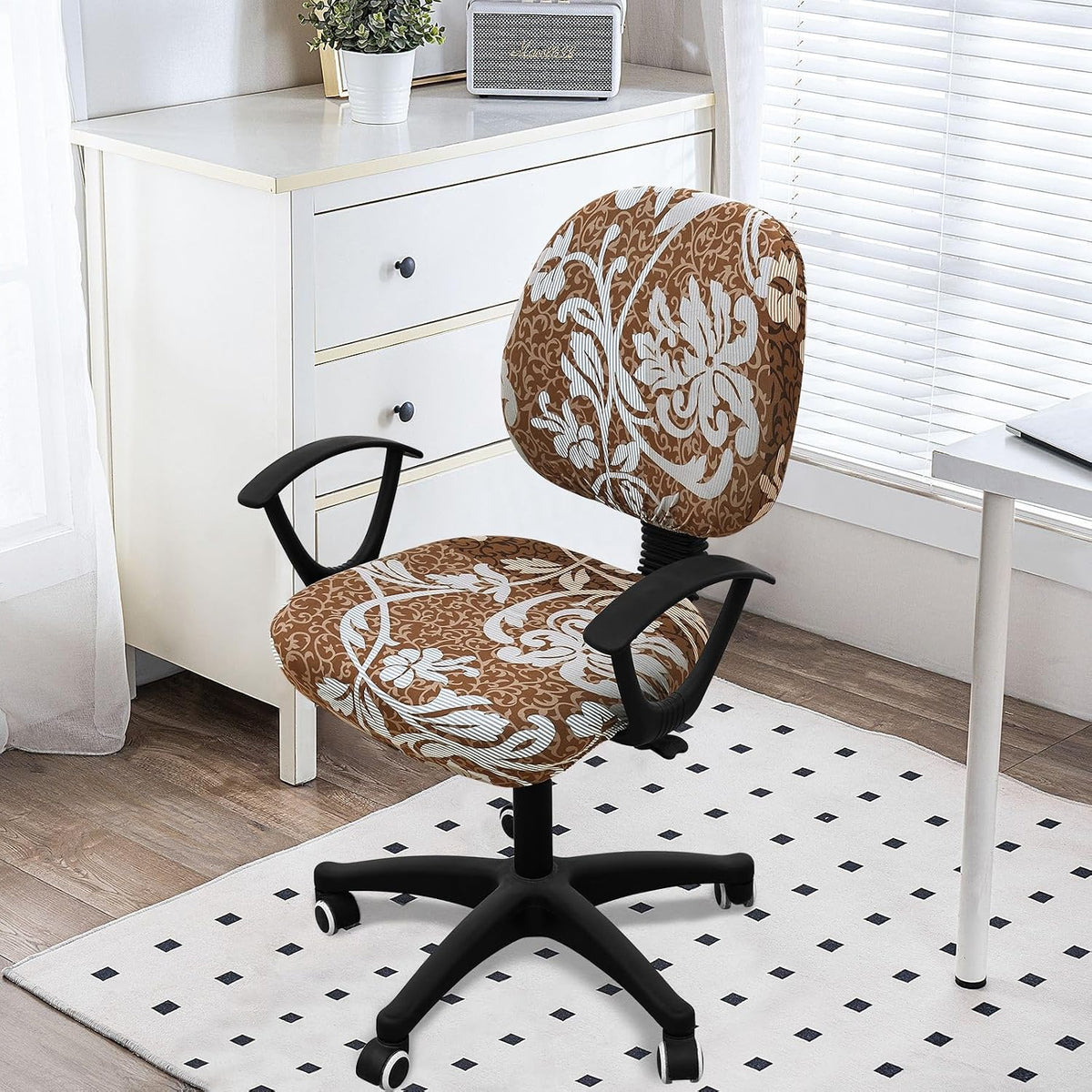 Smiry Stretch Printed Office Computer Desk Chair Covers for Seat & Backrest - Image 2