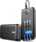 IAPOS Portable Charger 60000mAh, 5-Device Charging Power Bank Battery Pack | 22.5W PD Fast Charge, 3-in-1 Cable(USB-C/iOS/Micro-USB), High-Capacity, LED Display, for iPhone/iPad/Android, Camping/Outdoor by Unknown