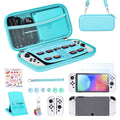 Younik Switch OLED Accessories Bundle, 17 in 1 Blue Switch Oled Accessories Kit for Girls Include Switch Carrying Case, Adjustable Stand, Protective Case for Switch Console & J-Con by Younik