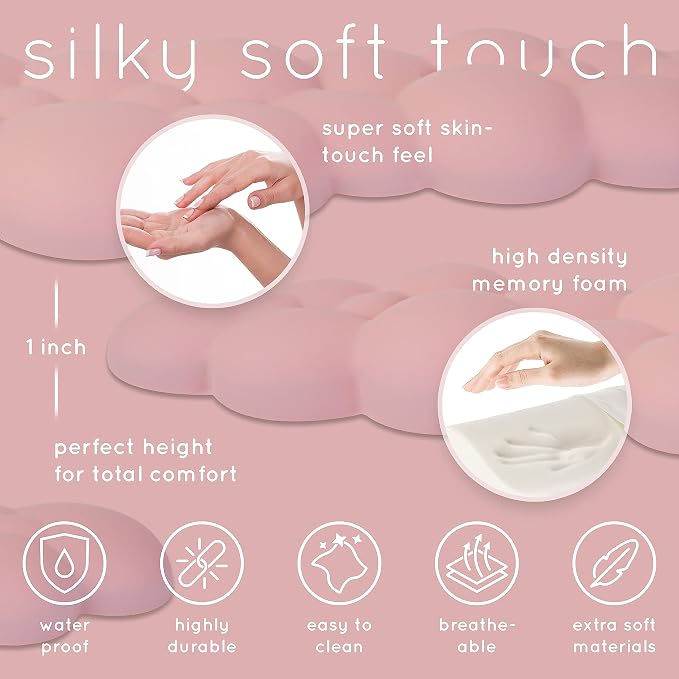 Pink Cloud Keyboard Wrist Rest – Create-ables Qloud Pink Wrist Rest for Computer Keyboard and Mouse, Ergonomic Memory Foam Wrist Pad with Non-Slip Base, Includes Cloud Mouse Pad - Image 6