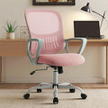 OLIXIS Home Office Chair, Mesh Desk Chair, Ergonomic Lumbar Support | Mid Back Computer Ergonomic, Height Adjustable Swivel Task, Large Seat Armrest, Adults, Pink by OLIXIS