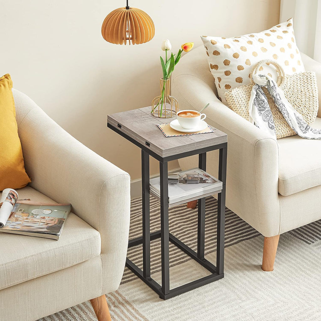 HOOBRO Foldable C Shaped End Table, C Shaped Side Table with Storage Shelf - Image 6