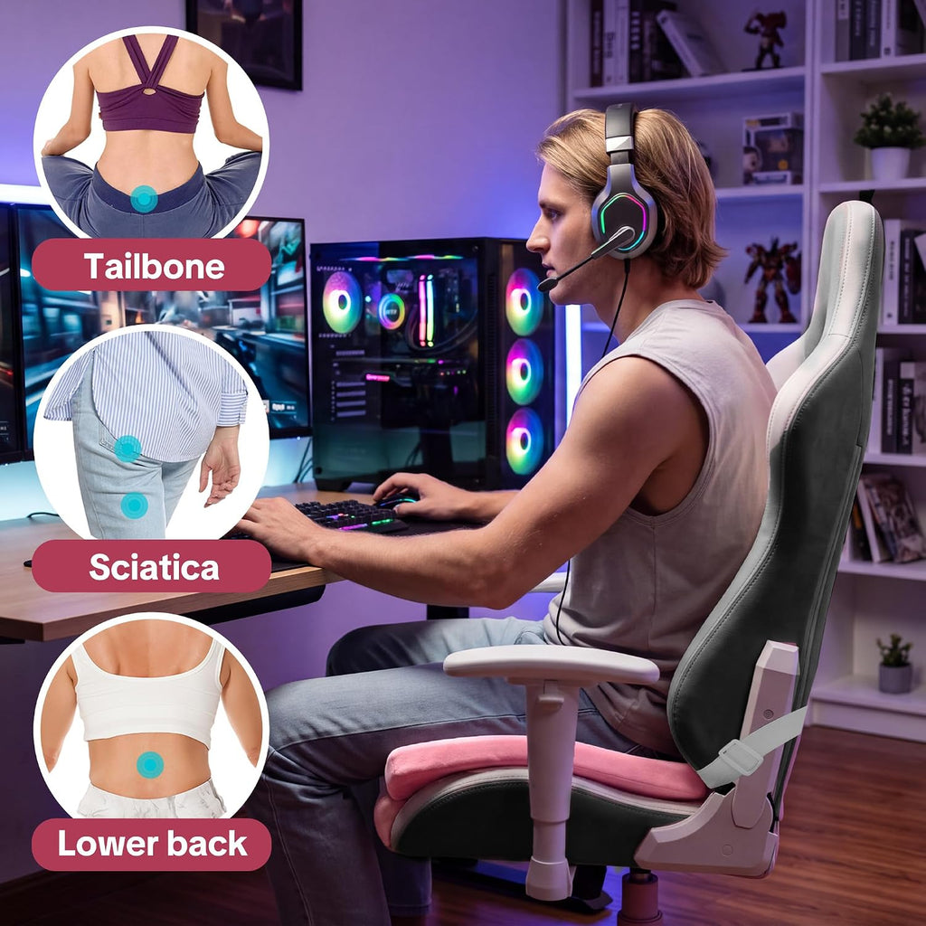 BALAPET Ultra Soft Gaming Chair Cushion for Long Sitting Gamers,Tailbone Pain Reduce Cushion for Office Chair (Pink) - Image 6