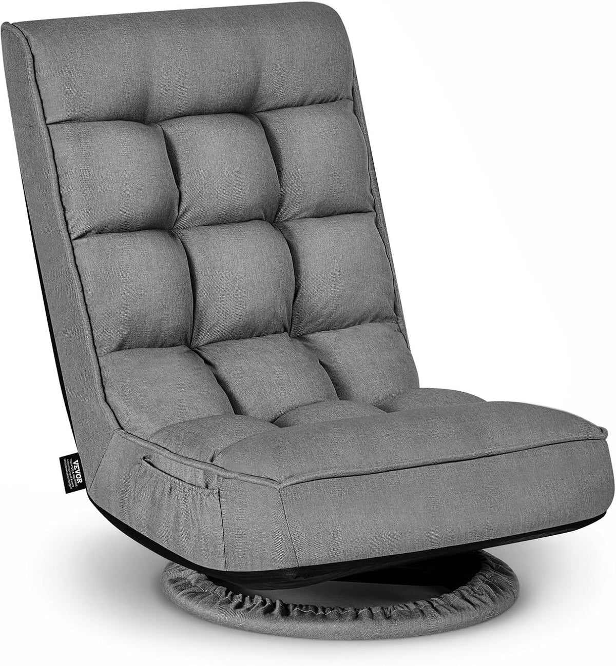 VEVOR Swivel Floor Gaming Chair, 360-Degree Rotating Floor Chair with 4 Adjustable Position Folding Backrest, Metal Frame with Recycled Foam and Linen Fabric, for Watching TV, Reading, Relaxing, Gray by VEVOR