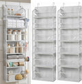HOMELUX THEORY Over the Door Organizer, 6-Tier, 100D Fabric Transparent 2pc | Over the door shoe organizer, 50 lbs capacity, 12 side mesh pockets, 100D extra thick fabric, Closet & entryway storage by HomeluxTheory