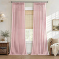 Hokibero Pink Pinch Pleated Linen Curtains 108 Inch Long for Living Room | Light Filtering Semi Sheer Curtain,Back Tab Hooks Rings,Modern Farmhouse Textured Privacy Drapes for Bedroom Window,2 Panels by Hokibero