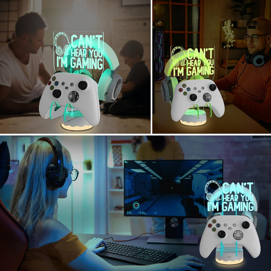 Ammonite Headphone Controller Stand Light up , 16 Colors 3D LED Lights Headset Gamepad Holder, Game Controller Hanger for All Universal Gaming PC Accessories - Image 3
