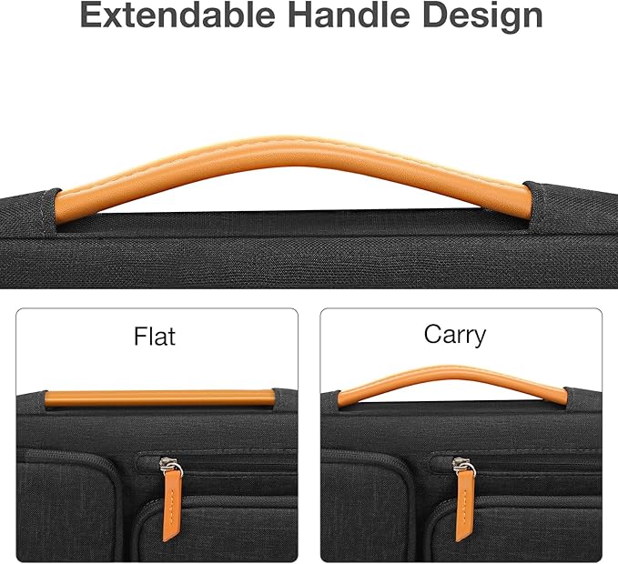 MOSISO 360 Protective Laptop Case 14 inch, 14 inch Laptop Sleeve | Compatible with HP Lenovo Dell ASUS Acer,HP Stream,Dell Latitude, Side Open Carrying Case with 4 Zipper Pockets, Black - Image 5