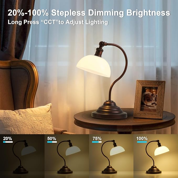 KARTOOSH Cordless LED Table Lamp Set of 2, Battery Operated Desk Lamps with Swing Arm & Plastic Shade, Vintage Small Rechargeable Dimmable Light for Bedroom, Living Room, Nightstand, Oil Rubbed Bronze - Image 4