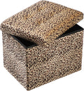 ALASDO Ottoman Storage Ottoman Footrest Stool Foldable Foot Rest Footstool Bench for Living Room 17x13x13inches Leopard Print by ALASDO
