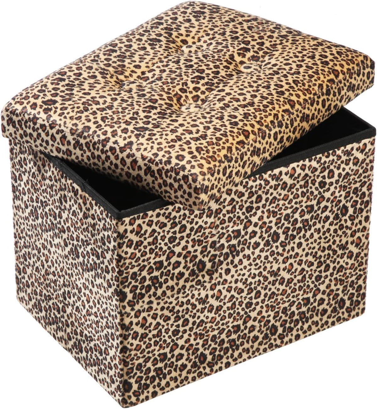 ALASDO Ottoman Storage Ottoman Footrest Stool Foldable Foot Rest Footstool Bench for Living Room 17x13x13inches Leopard Print by ALASDO