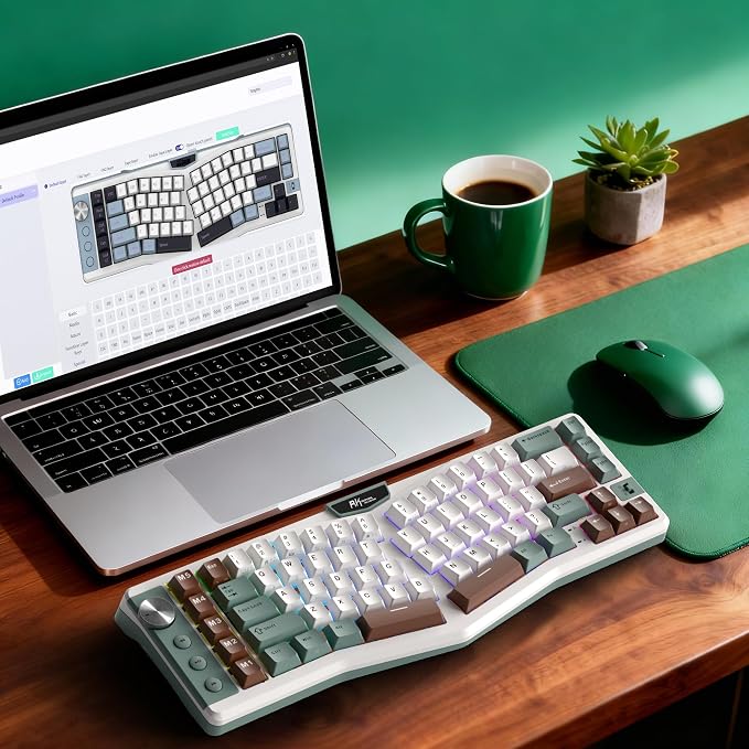 RK ROYAL KLUDGE A72 Alice Ergonomic Wireless Mechanical Keyboard,Split Ergo | Gasket RGB Gaming Keyboard w/Knob/Macro Keys/Touchable Nameplate, BT/2.4GHz/USB-C, 5-Layer Noise Dampening, Win/Mac Software - Image 9