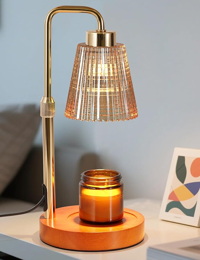 Modern Candle Warmer Lamp with 24h Cycle Timer, Dimmable Wax Melt Warmer | 24h Cycle Timer Dimmable Wax Melt Warmer with 2 Bulbs, Fall Decor for Home Living Room Halloween Decorations Gifts for Mom by GODONLIF