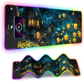 Wireless Charging RGB Gaming Mouse Pad, 31.5 x 11.8 Inch Extended Mouse Mat with Fantasy Castle & Rose Design, LED Desk Pad with 7 Lighting Modes, Non-Slip Base for Gaming & Office by THISFIND
