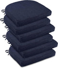 downluxe Indoor Chair Cushions for Dining Chairs, Soft and Comfortable Textured Foam Kitchen Chair Pads with Ties and Non-Slip Backing, 16" x 16" x 2", Navy, 6 Pack by Downluxe
