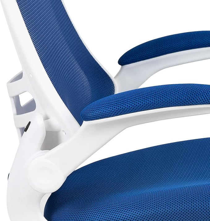 Flash Furniture Kelista Office Chair, Ergonomic, Mid-Back, White Frame, Blue Mesh with Swivel | White Frame, Mid-Back, Flip-Up Arms, Mesh Back - Image 11