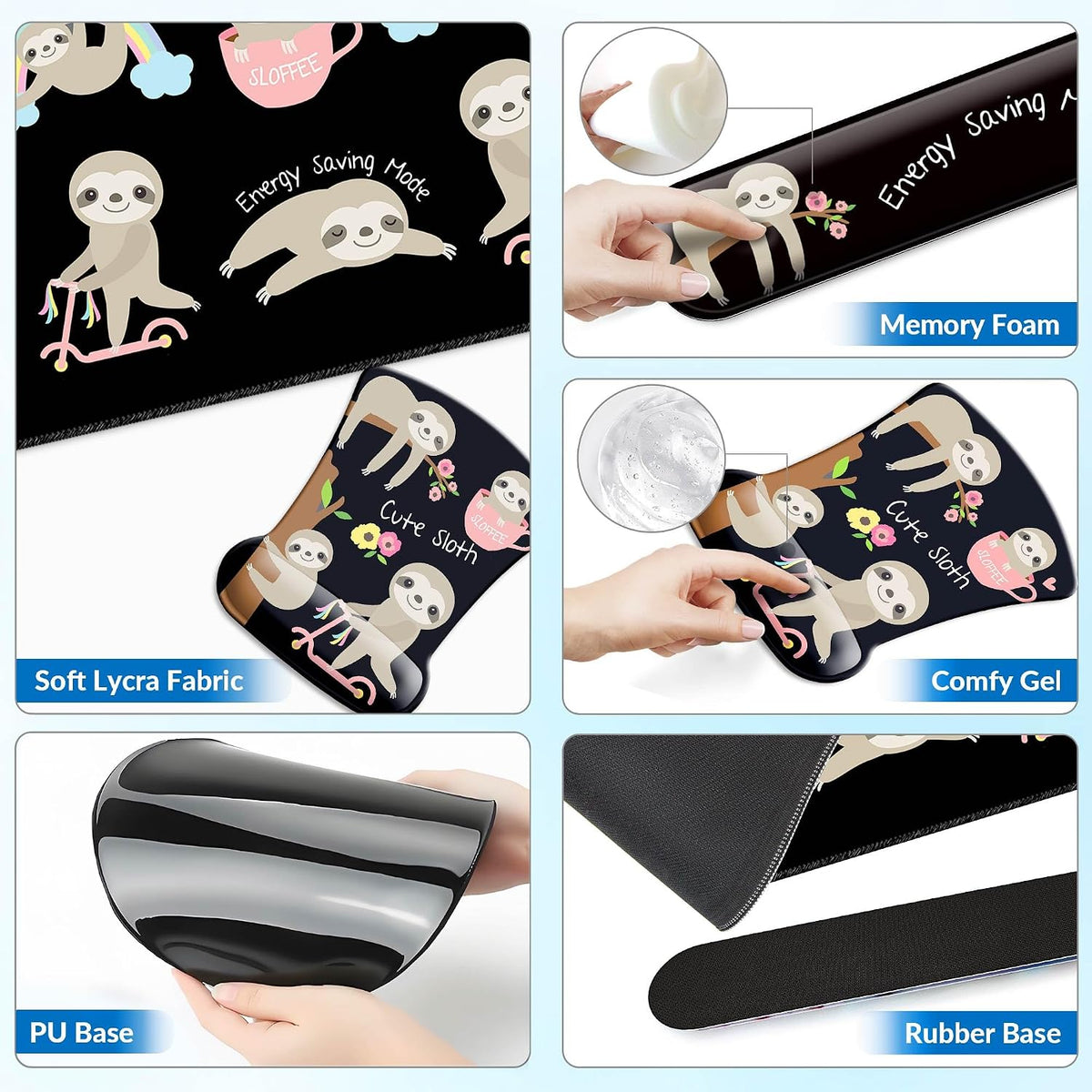 Desk Mat Set Keyboard and Mouse Pad with Wrist Rest Support - Image 4