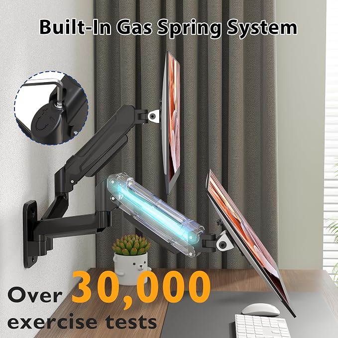 BONTEC Dual Monitor Wall Mount for 13-32 Inch Screens, VESA 75x75/100x100mm | Height Adjustable Gas Spring Arm with Tilt, Swivel & Rotate, Hold Up to 19.8 lbs, Fully Adjustable, Office & Home Use - Image 6