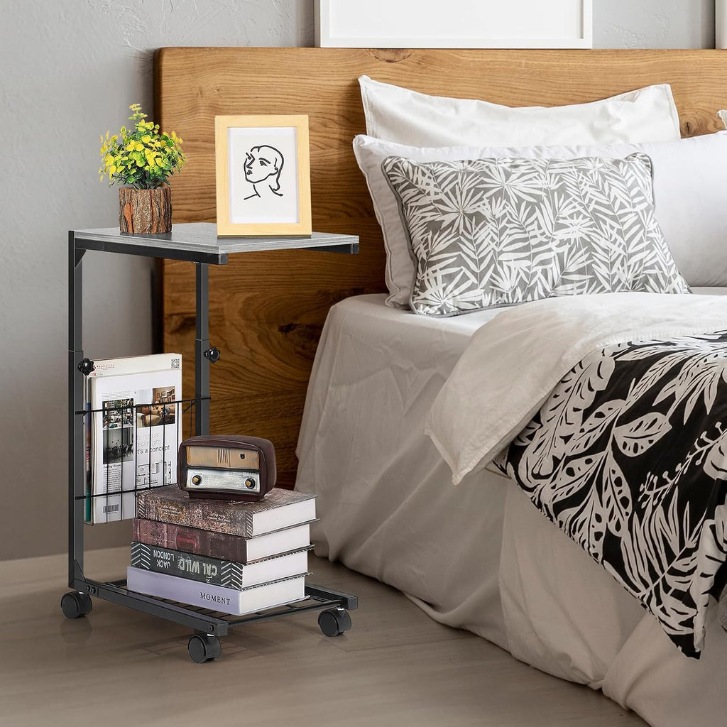 C Shaped End Table with Wheels - Image 7