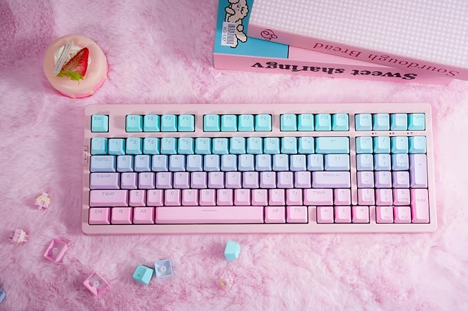 ZORNHER ZH980 Mechanical Keyboard,95% Pink & Blue Creamy Keyboard with Number Pad,Gaming Keyboard Full Size,Shine Through PBT Keycaps,Creamy Sounding Linear Switches - Image 7