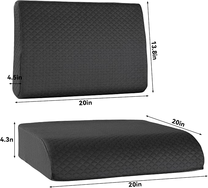 HOMBYS Extra Thick Recliner Chair Cushion with Lumbar Support Pillow for Elderly, 4.5" High Density Foam Seat Cushion, Breathable Fabric, 20"x20" Extra Large & Non-Slip for Recliner, Office, Black - Image 2