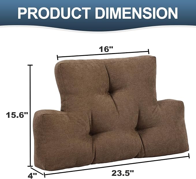Back Pillow for Recliner Lumbar Support Pillow Soft and Fluffy Back Support Cushion Thick Lumbar Cushion for Chairs, Recliners,Sofa, Couch and Bed for Pain Relief Brown - Image 7