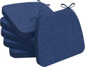 AAAAAcessories D-Shaped Chair Cushions, 2" Thick Dining Chair Pads with Ties and Removable, Machine-Washable Cover, 17" x 16", Set of 6, Blue by AAAAAcessories