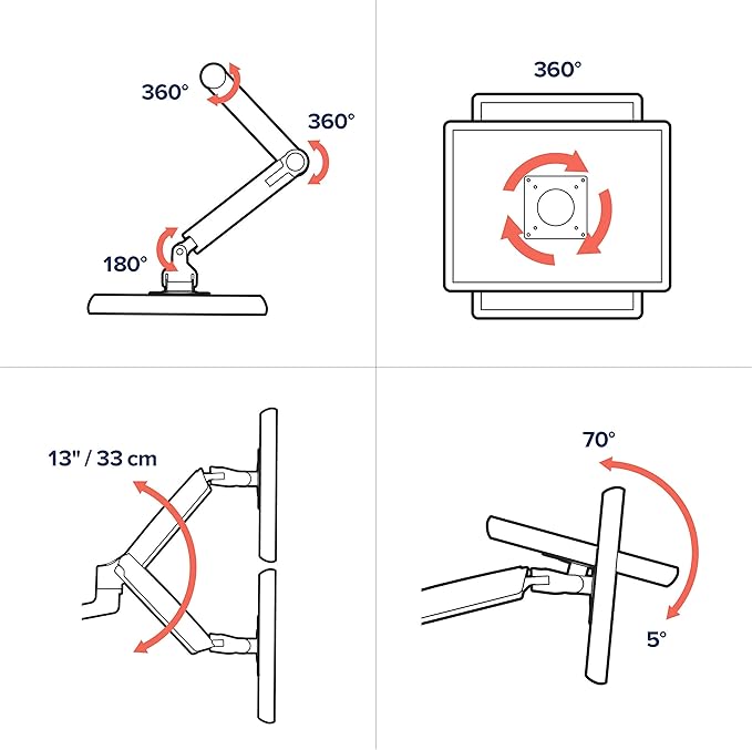 Ergotron – LX Vertical Stacking Dual Monitor Arm, VESA Desk Mount – for 2 Monitors Up to 24 Inches, 7 to 20 lbs Each – Polished Aluminum - Image 7