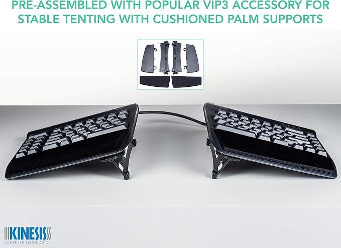 KINESIS Freestyle2 USB-A Ergonomic Keyboard w/ VIP3 Lifters for PC (9" Separation) (KB820PB-US) - Image 4