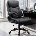 Office Chair, Ergonomic Executive Desk Chair with Lumbar Support for Lower Back Pain Relief, Padded Flip-Up Armrests, Leather Home Office Chair, Black by StellaMia