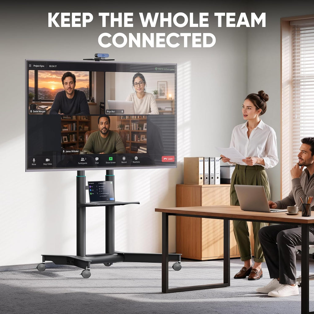 ONKRON Mobile TV Stand on Wheels 32-75 Inch, 110 lbs, VESA 600x400, Black - Image 6